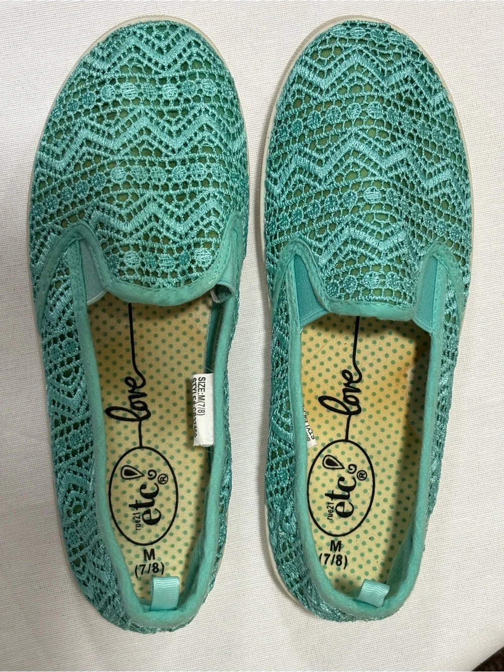 Rue21 Etc. Mint Crochet Lace Slip-On Flats | Women’s M 7/8